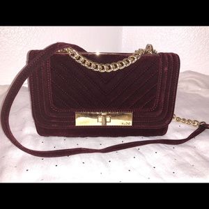 Aldo maroon velvet evening bag